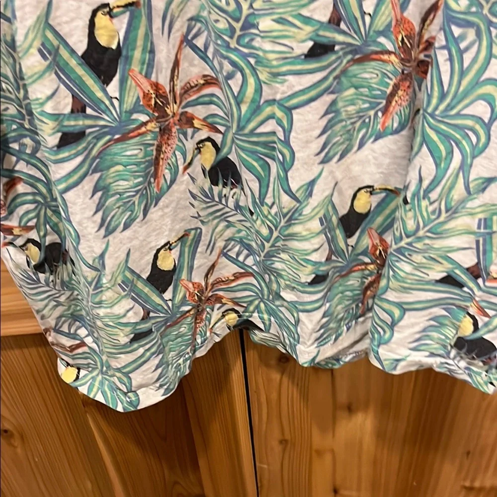 Free Planet Tropical Print Short Sleeve Tee - Green and Orange - Picture 5 of 8